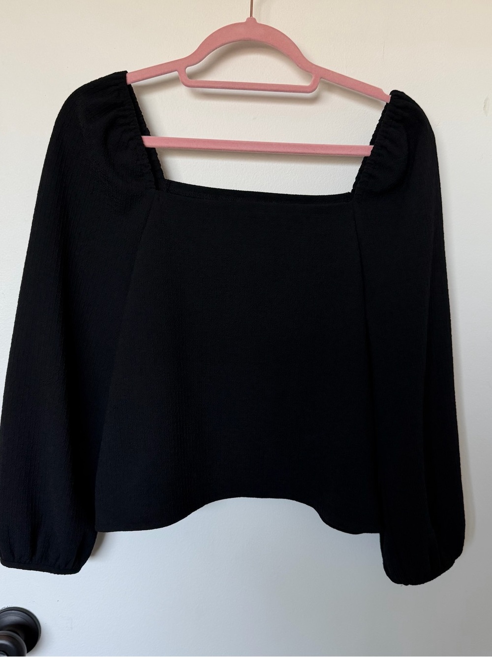Madewell Black Square-Neck Long Sleeve Blouse
